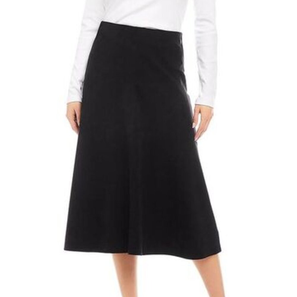 Karen Kane Crystal Girl Faux Suede Midi Skirt Women's 2X Black NWT